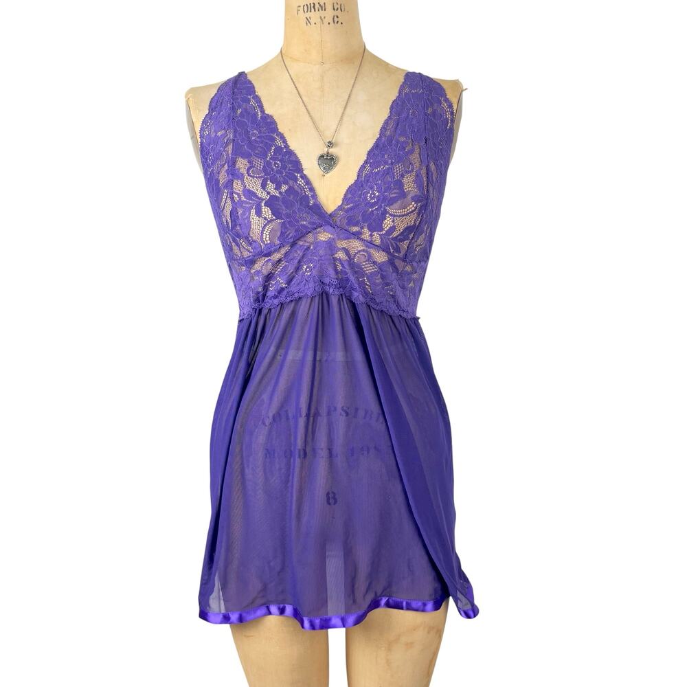 Lace Babydoll Slip Dress Lingerie Chemise Nightie Size‎ L Romantic Aesthetic